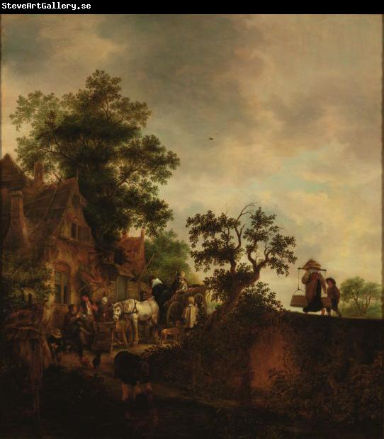 Isaac van Ostade Travellers Halting at an Inn